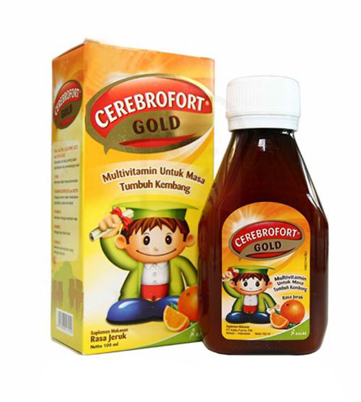 Cerebrofort Gold 100ml 2 Btl Orange dan Strawberry