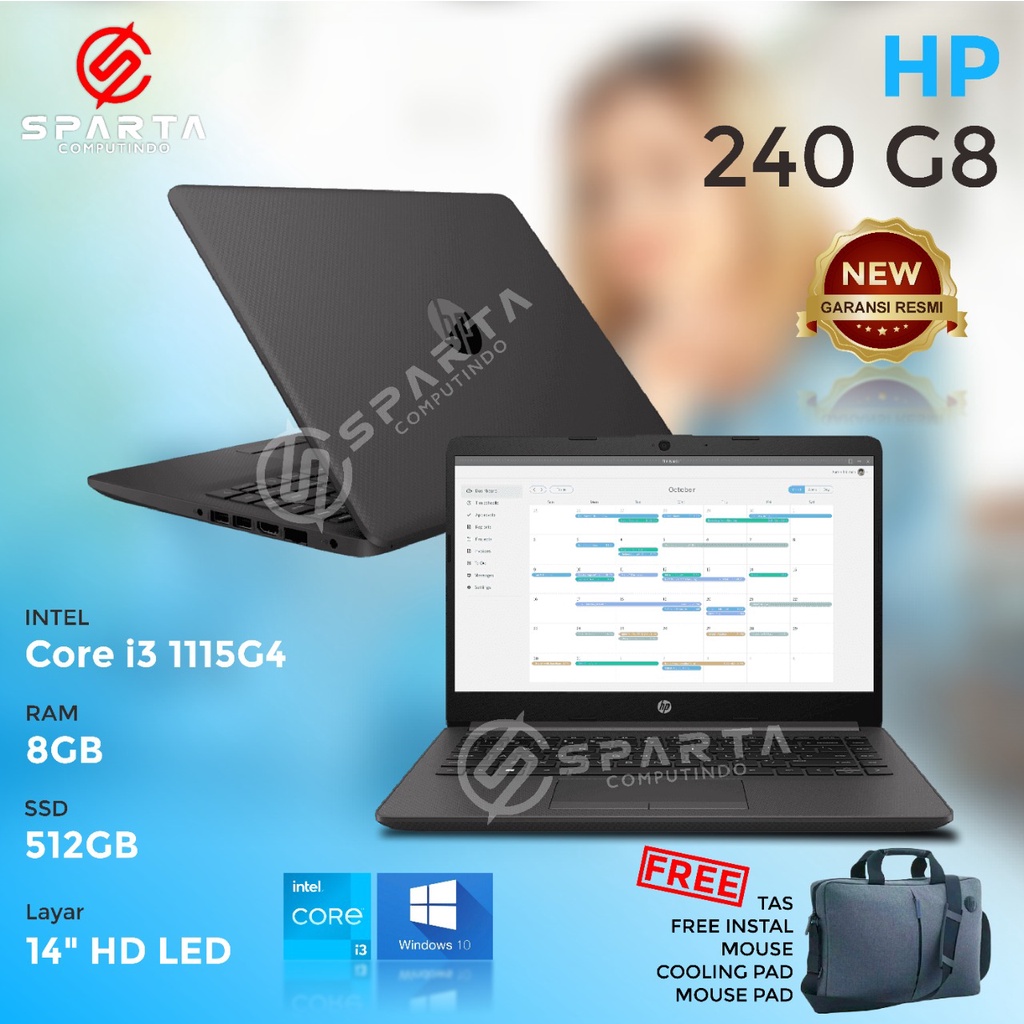 LAPTOP HP 240 G8 i3 gen11 Ram 8GB SSD 512GB New Garansi Resmi