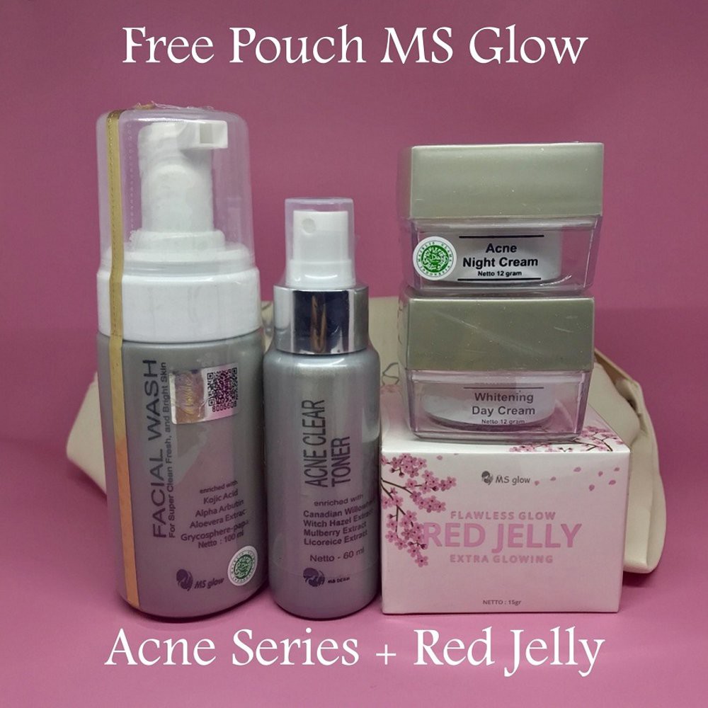 Paket MS Glow Acne Series dan Red Jelly by Cantikskincare  