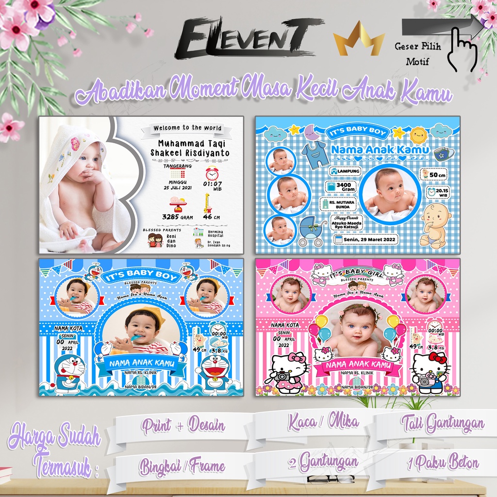 Bingkai Foto 12R 30x40 Biodata Bayi Custom Hadiah Pigura Unik Kelahiran Biodata Baby Biodata Anak Pigura Newborn Frame Bayi Kado baby Anniversary Wall Decor Ulang Tahun Wisuda Pernikahan Ultah Panjangan Dinding walldecor rumah menarik Murah