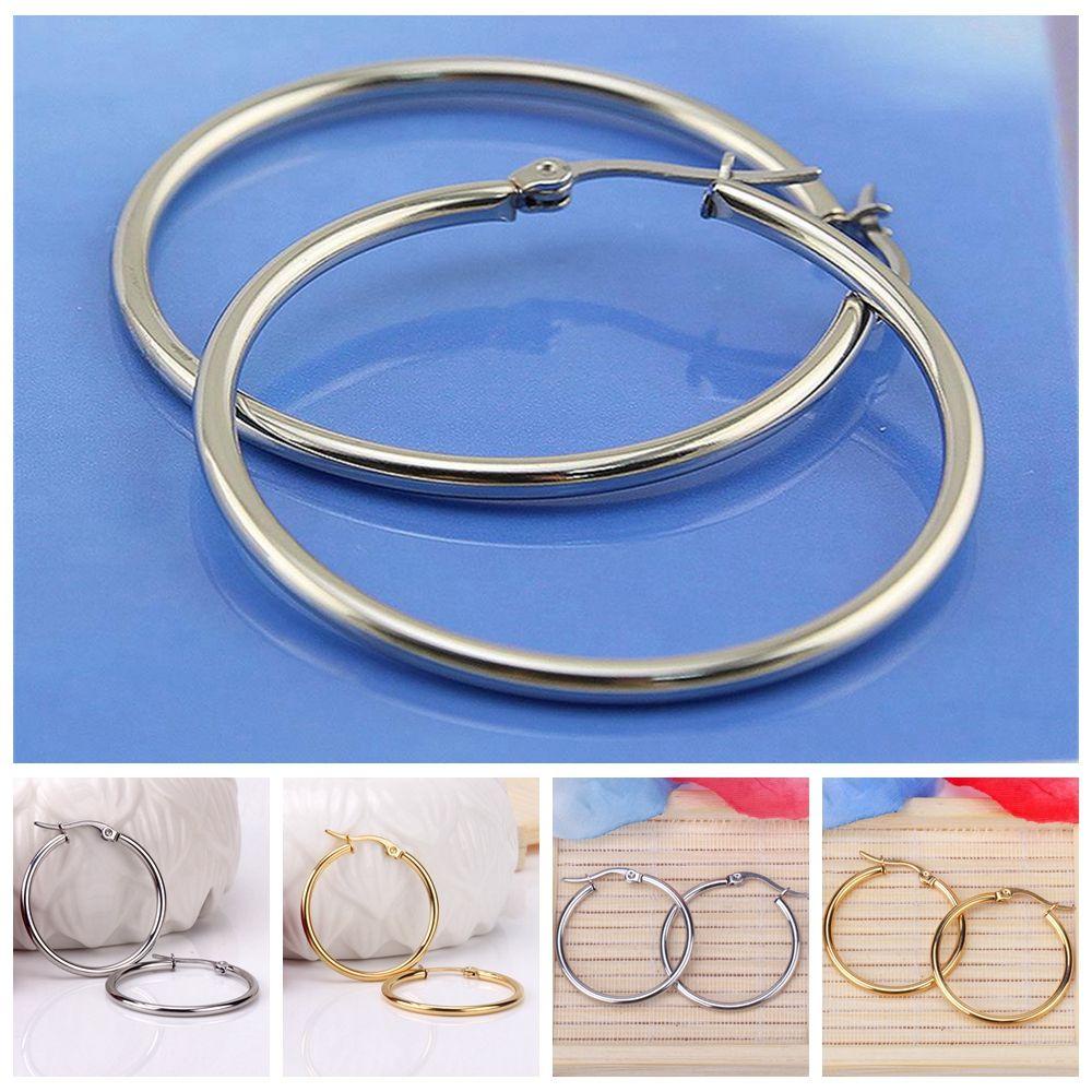 Lily 1pasang Anting Tusuk Simple Punk Jewelry Hoop