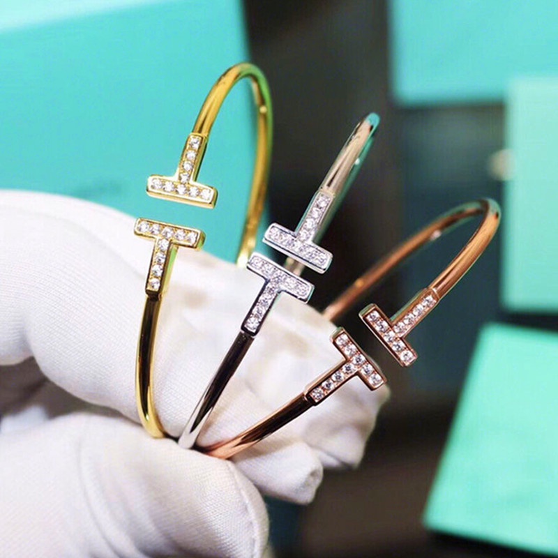 Gelang Berlian Imitasi Korea Klasik Fashion T Bentuk Bangle Terbuka Perhiasan-8