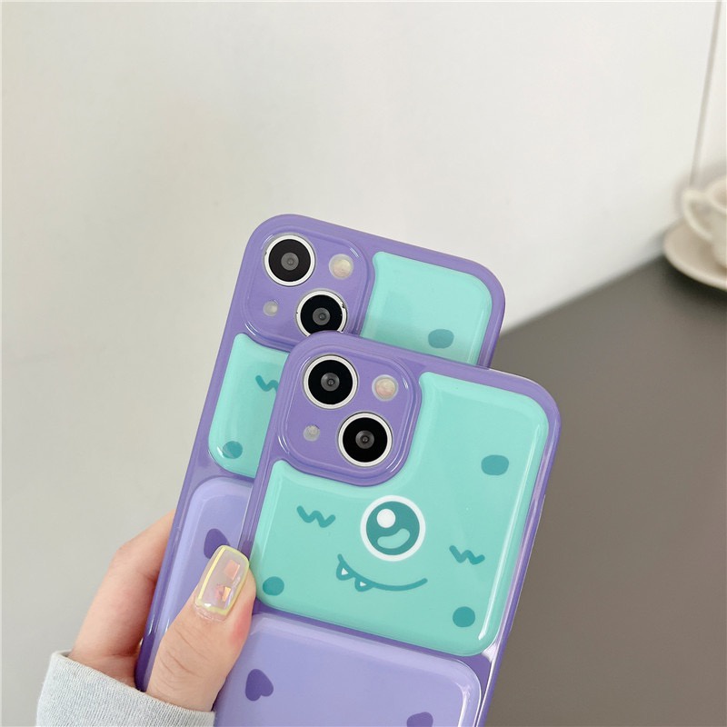 Soft Case Silikon iPhone Motif Monster Casing Pelindung Lensa Kamera Casing iPhone