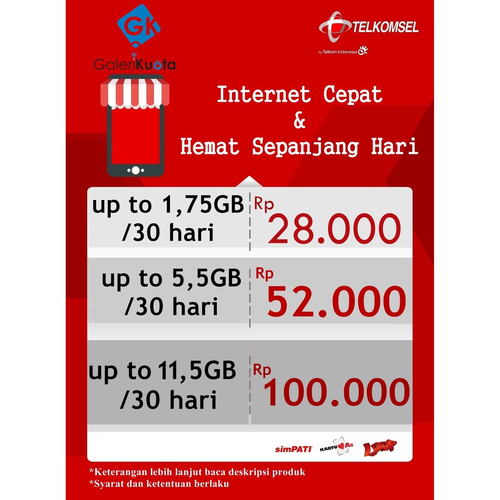 Isi Ulang Paket Data Kuota Internet Telkomsel AS/SIMPATI