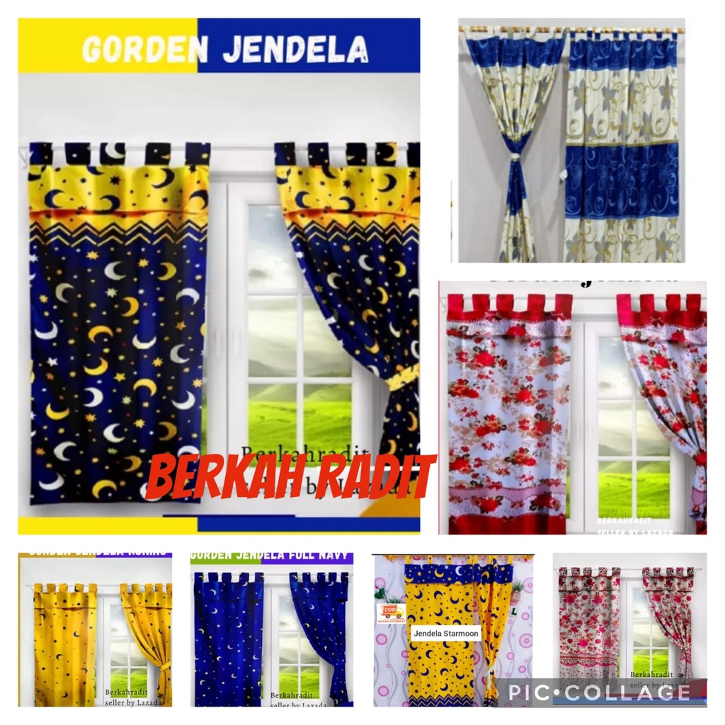 Gratis Ongkir-Gorden Jendela Motif Bulan Bintang Uk 55x150cm Bahan Halus Dan Lembut