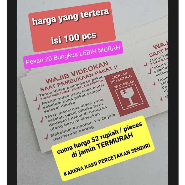 stiker unboxing tempelan label video buka paket product online