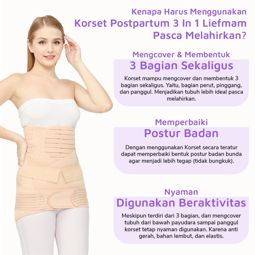 [M, L] Korset Postpartum 3 in 1 Liefmam (Zaraya) Original - Korset Peramping Pasca Melahirkan