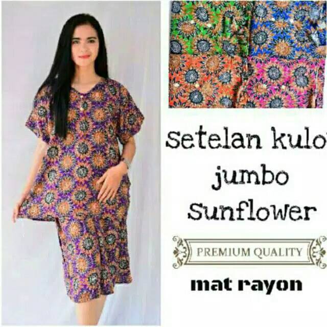 Setelan kulot jumbo sunflower grosir baju murah baju tidur fashion wanita baju kekinian batik modern