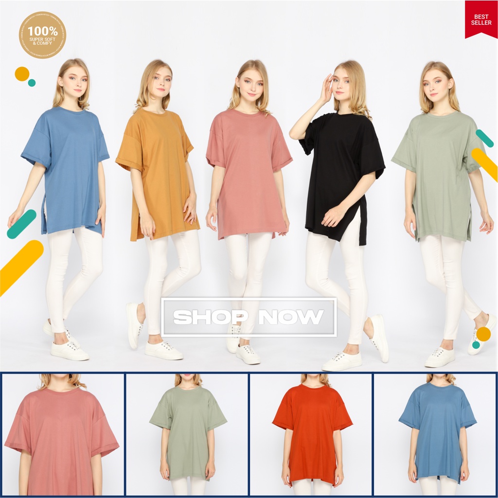 Kaos Oversize Wanita Basic Oversized Top Elbow