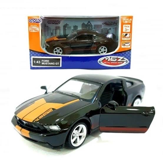 APOLO 1.43 FORD MUSTANG GT RED BLACK DIECAST METAL SPEED ZONE MOBIL