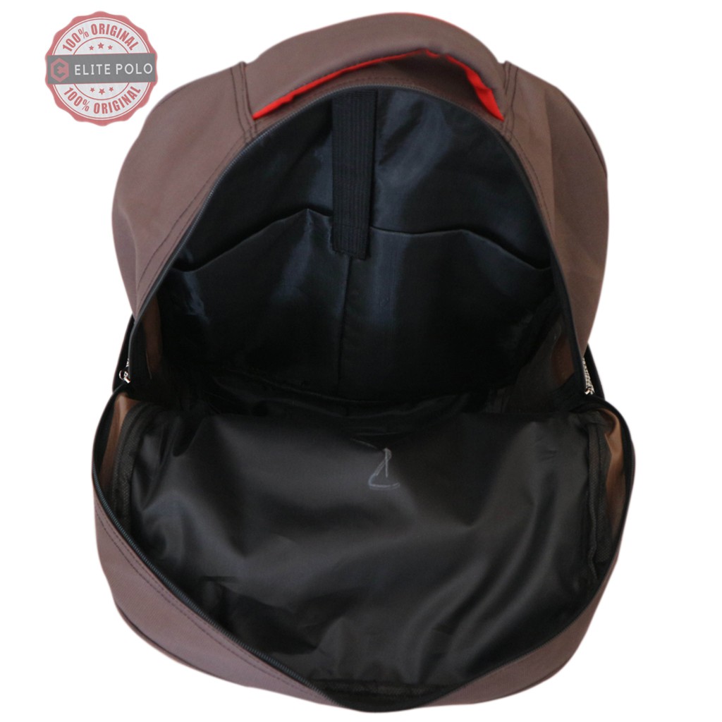 Tas Ransel Punggung Backpack Elite Polo Original Coklat Sekolah Kantor Kerja Pria Wanita Laptop Awet