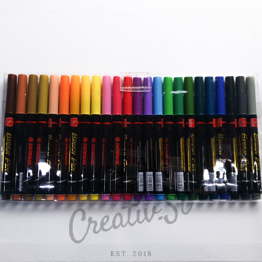 

RB SNOWMAN Brush Pen Brushpen Spidol Kaligrafi Bm-1 Set 6 12 24 + Plastik