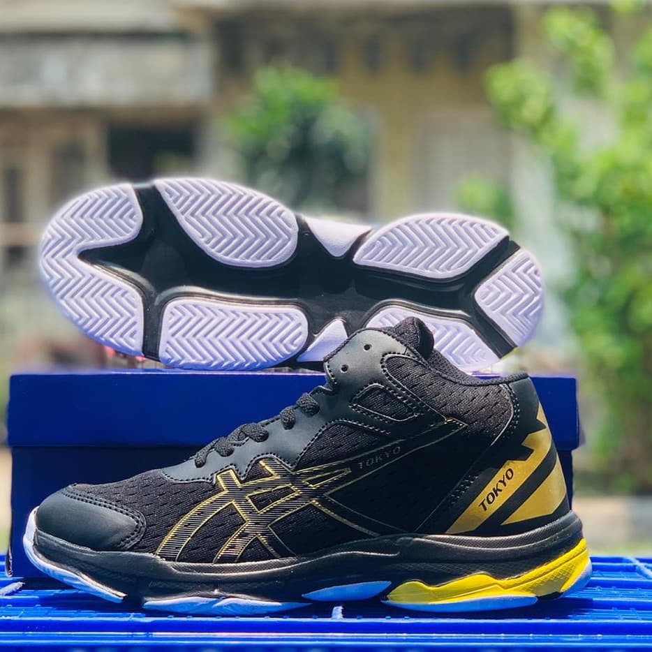 Sepatu Olahraga Asic's Gel Tokyo Black List Gold Elite_Asc_Best Sepatu Voli Pria Wanita