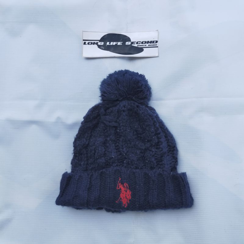 topi beanie hat kupluk rajut u.s polo assn. second bekas preloved branded