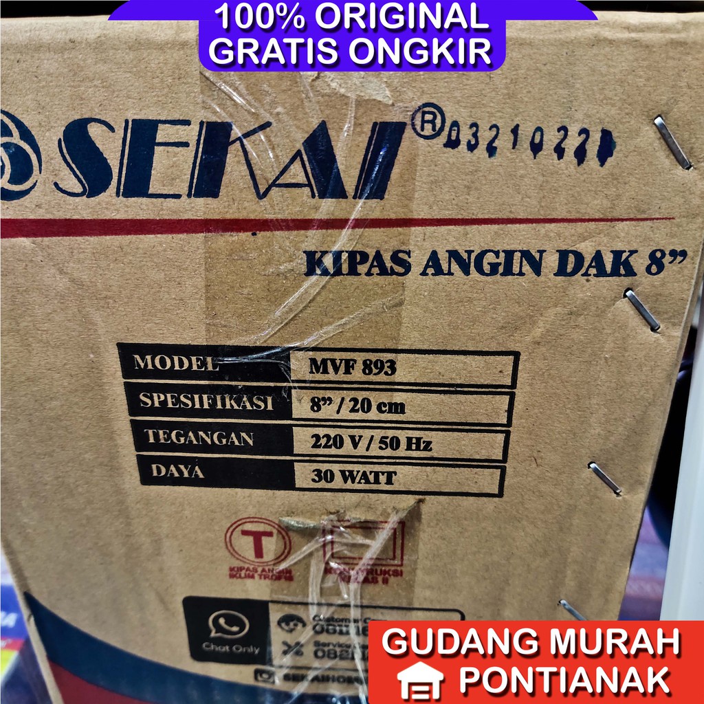 Exhaust Fan Ceiling Plafon Sekai MVF 893 8 INCH wall hexos fan penyedot udara hawa panas asap