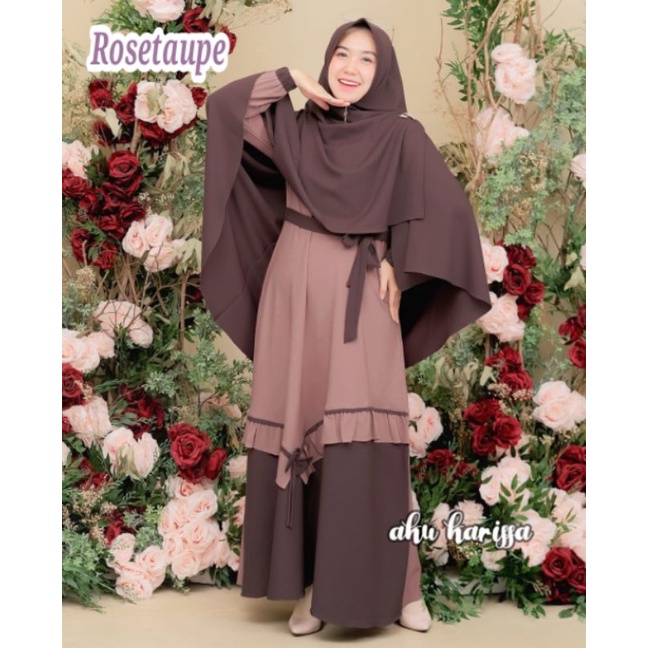 READY YUNISA SET SYAR'I AKU KARISSA ORI//GAMIS BEST SELLER WARNA BARU-Rosetaupe spruce