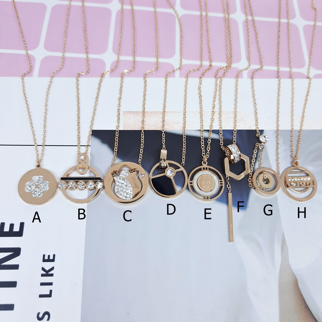 Kalung Titanium Korea Import Kdrama Kpop Fashion Perhiasan Rosegold - BN420