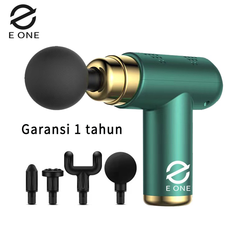 E ONE Massage Gun Alat pijat getar elektrik seluruh badan 4 in 1 - Garansi 1 tahun