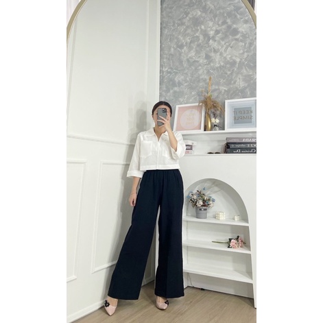 PRANA COLLECTION || Madeline Crop & Cullotes Set-Hitam