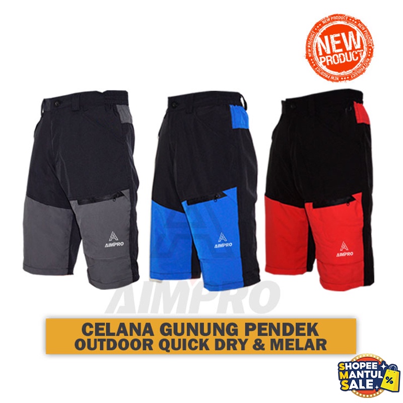Celana Gunung Trekking Mendaki Hiking - Celana Training olahraga - Short Pants Gunung AIMPRO