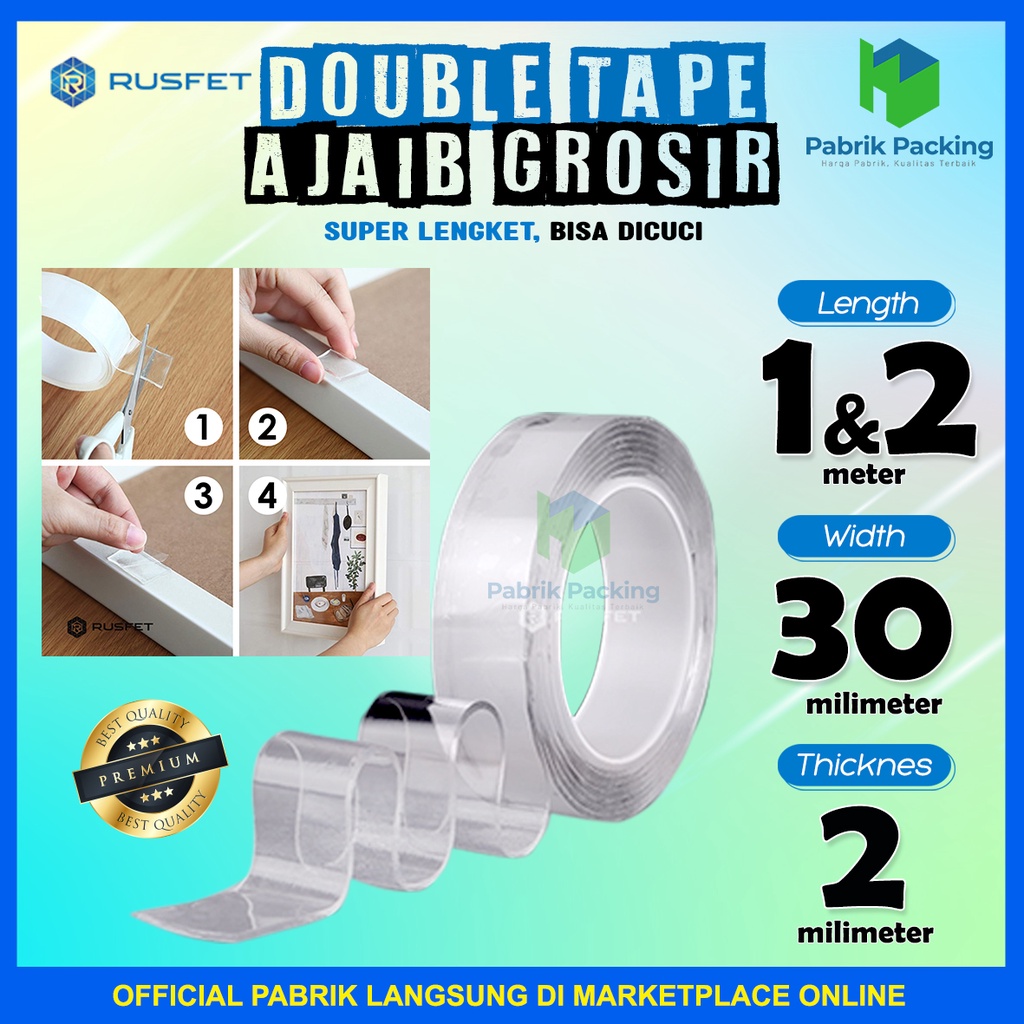

AJAIB TAPE / DOUBLE TAPE AJAIB / SUPER LENGKET DOUBLE TAPE ACRYLIC ISOLASI SATUAN