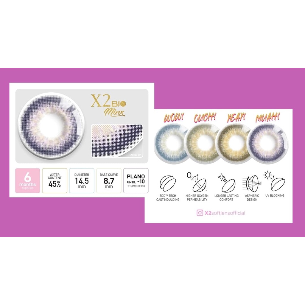 Softlens X2 Bio Minx Asperic Minus (-0.50 s/d -2.75)