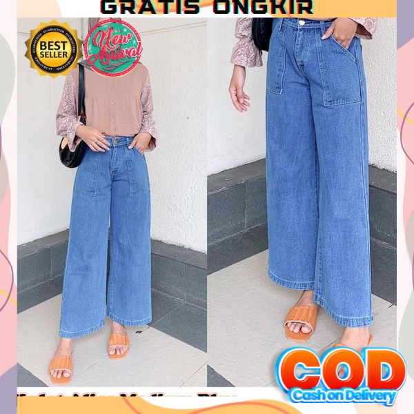 Celana Kulot Jeans Jins Kekinian Wanita Casual Terbaru Korea Cewek Celana Kulot Jeans Wanita Import 