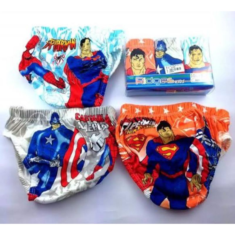&quot;PROMO MURAH&quot; 3pcs Celana Dalam Anak Ridges Motif Karakter - Celana Dalam Anak Laki Laki - Celana Dalam Anak Motif Super Hero
