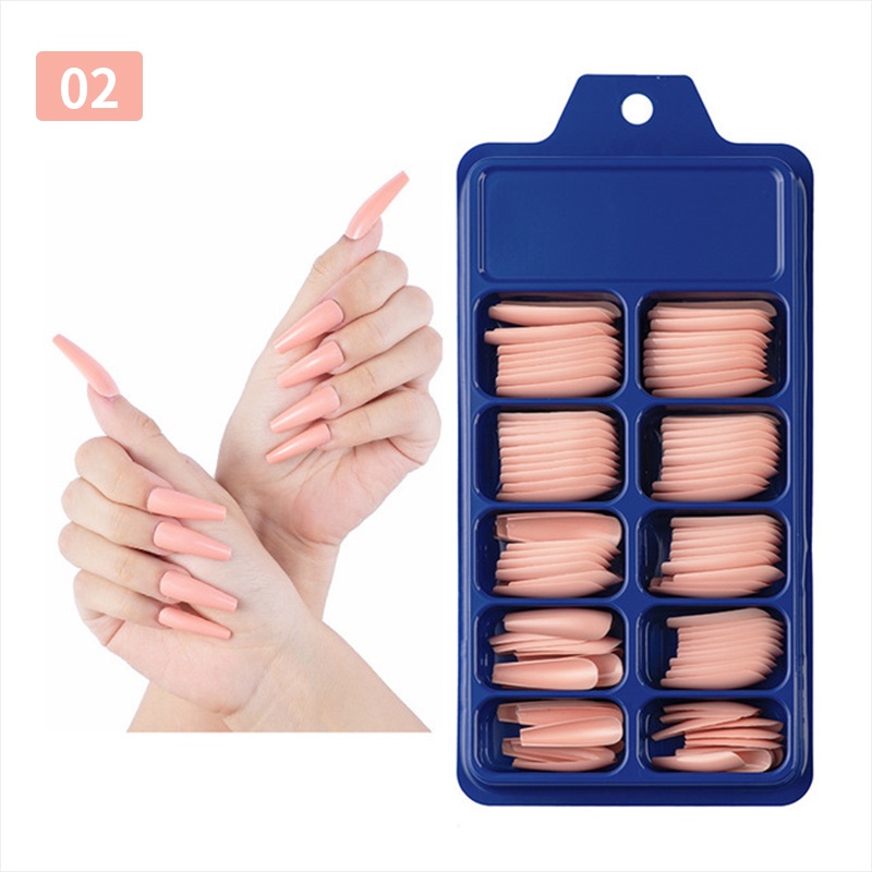 1 Kotak 100PCS Kuku Palsu Akrilik Full Coverage Warna-Warni Untuk Dekorasi Nail Art