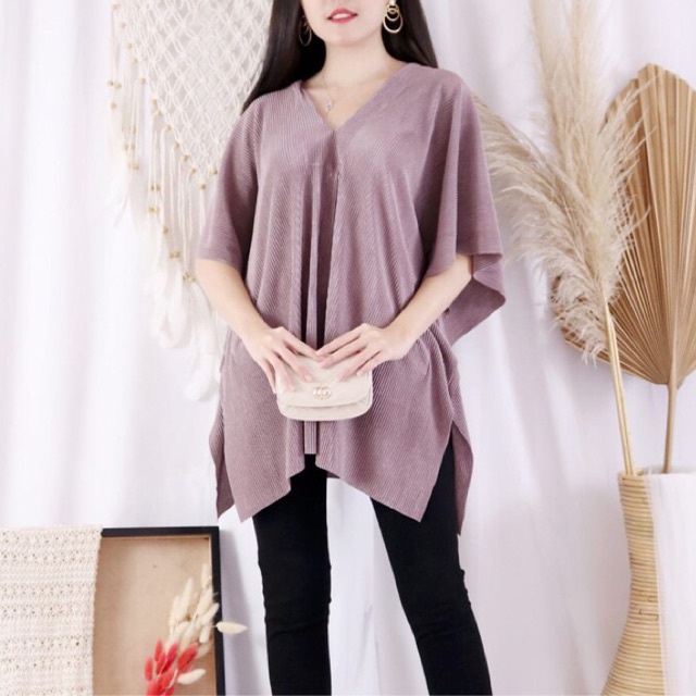 Blouse Plisket V Neck | Blouse Plisket
