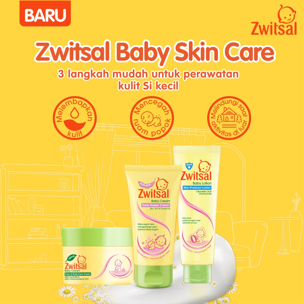 Zwitsal Baby Daily Diaper Cream Tube 50Gr - Krim Ruam Popok Bayi Image 3