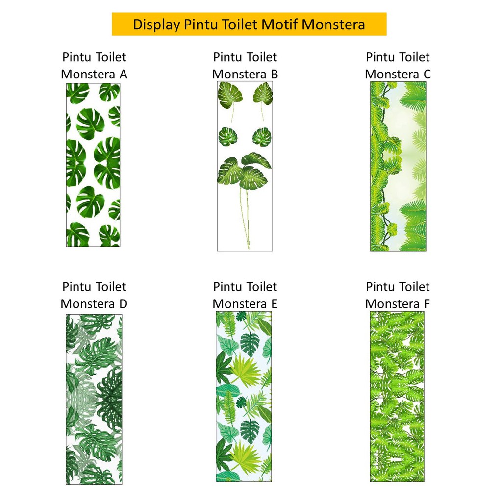  Stiker  Pintu Toilet Cover Monstera Leaf Daun  Wall Sticker  