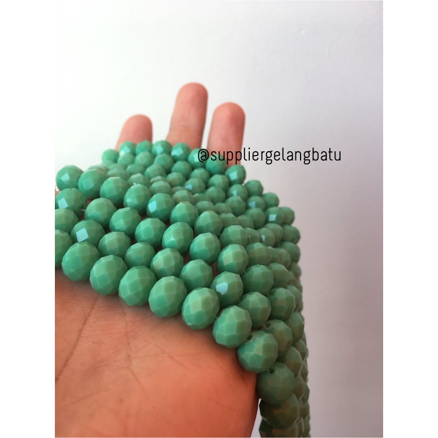 Kristal Ceko kilap 10mm HIJAU TOSCA light green bahan perhiasan donat aksesoris bahan supplier craft