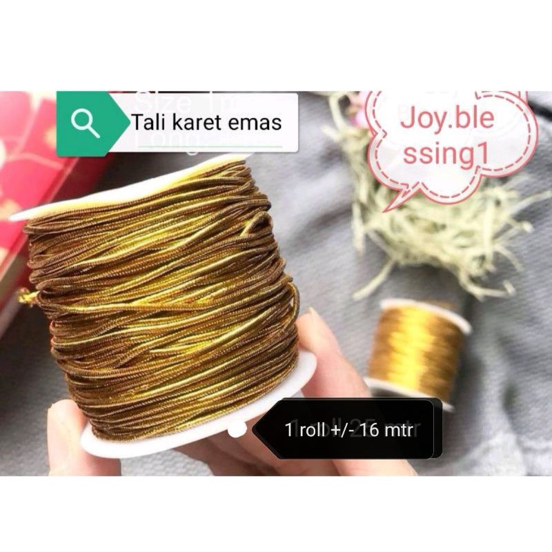 

TALI KARET EMAS/TALI HANG TAG PER ROLL/tali elastis 1 mm