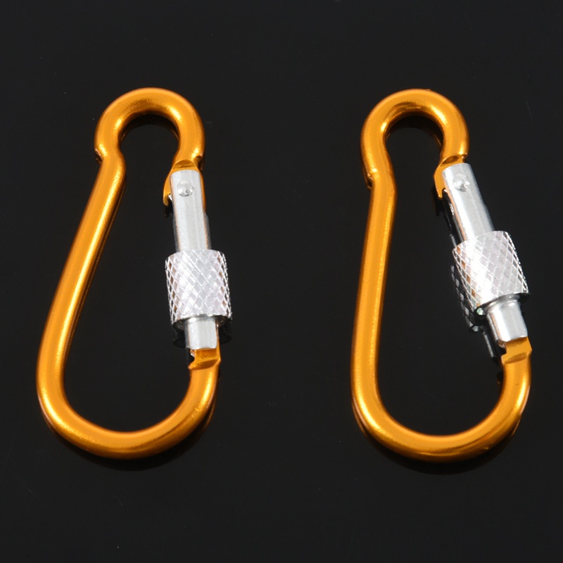 2pcs Klip Carabiner Bahan Aluminum Warna Emas Panjang 5cm Untuk Travel