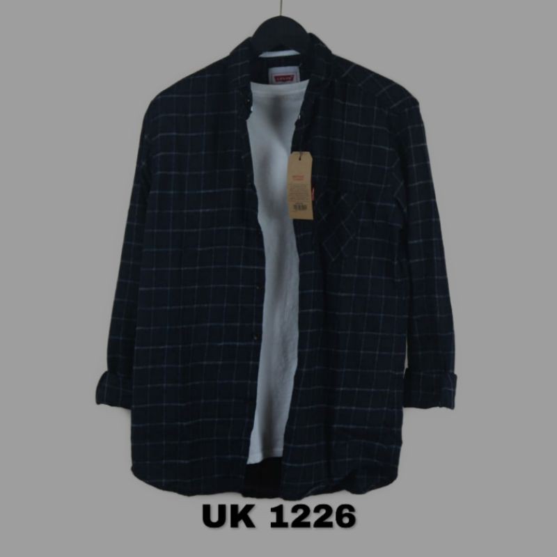 KEMEJA FLANEL PRIA HITAM GARIS ABU-ABU PREMIUM BEST SELLER