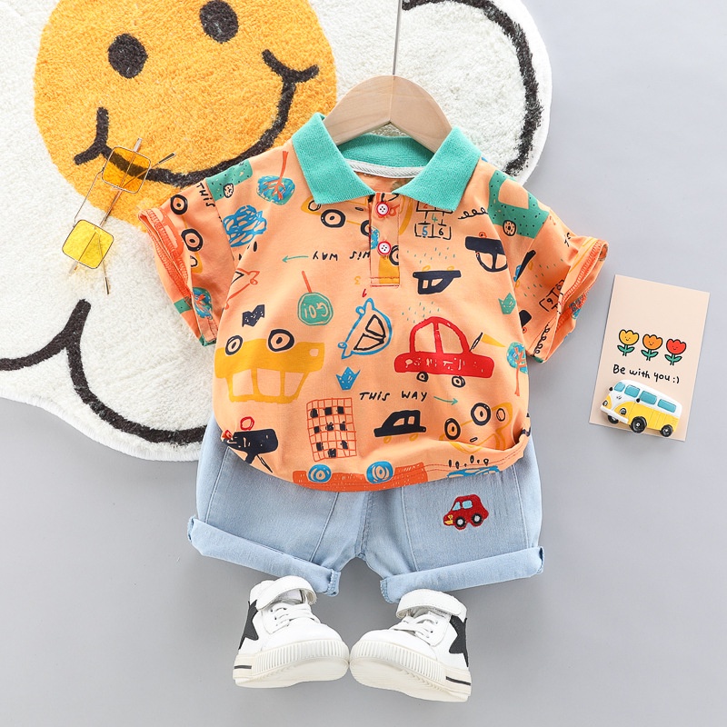 LittleAaron  SET WANGKI TURBO CARS EBV Setelan Kaos Anak Bayi Laki-laki Pendek 6bulan - 4tahun