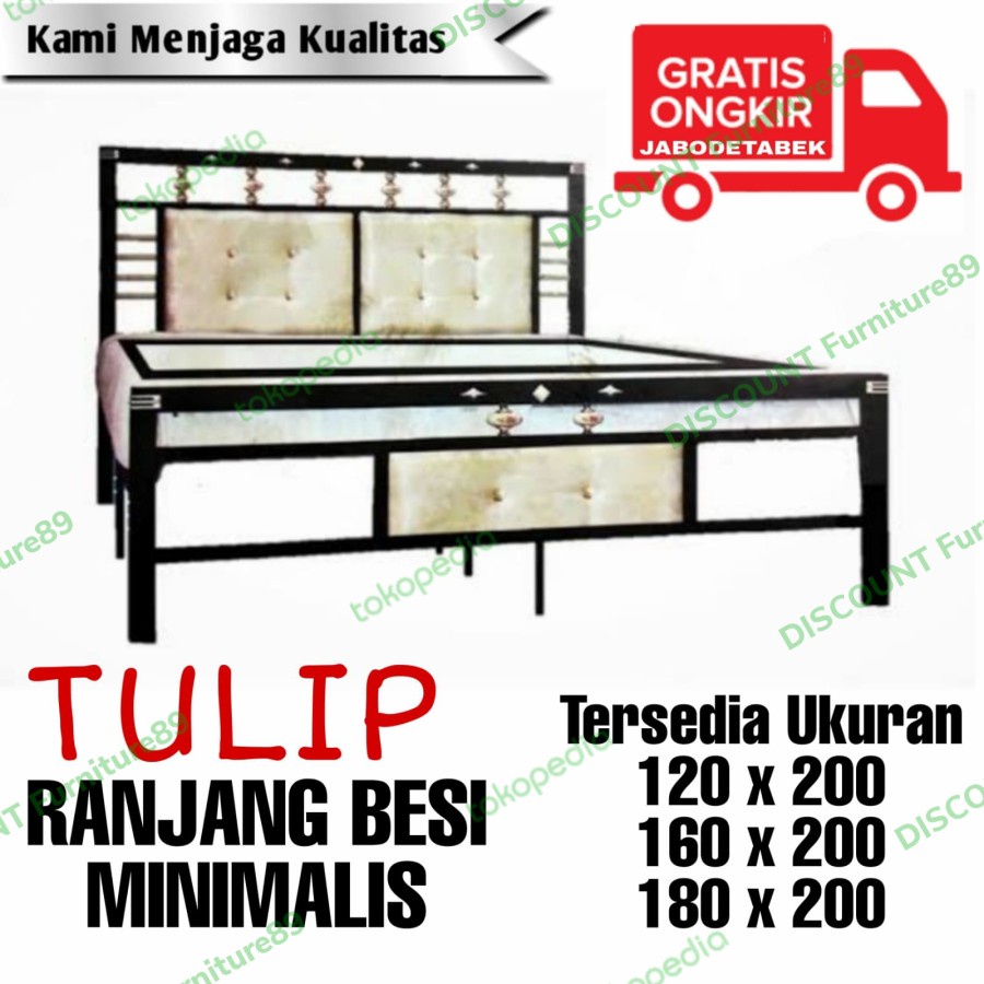 Ranjang Besi Minimalis + Matras Springbed Tempat Tidur Besi