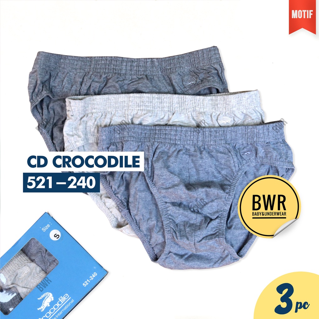 [ 3pc ] CD CROCODILE 521 - 240 242 251 247 KERUT / Celana Dalam Pria Sempak Karet Tebal Man Briefs | Bwr