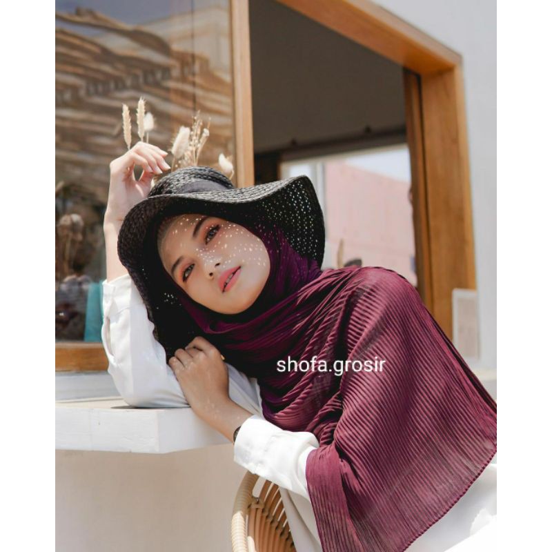 Pashmina Plisket Full Ukur 175X75 Diamond Premium Jahit Tepi-6