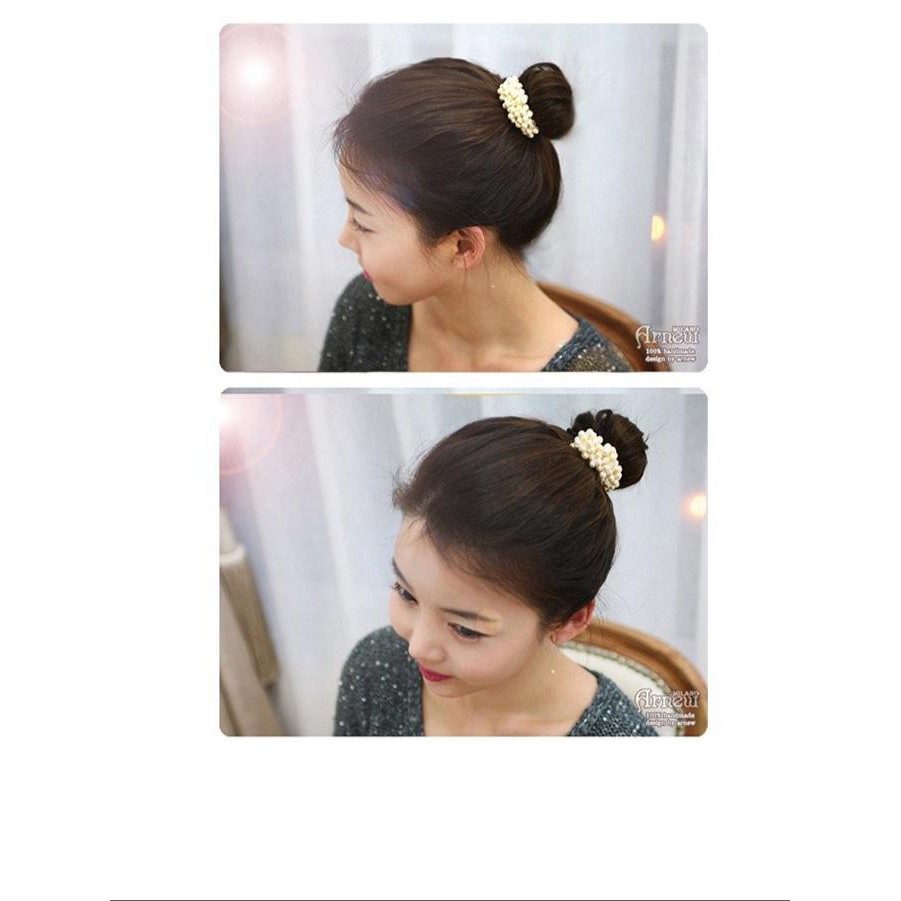 ❤️GTB❤️R124 Ikat Rambut Scrunchie dengan Manik-Manik Mutiara Wanita Fashion Impor Murah Batam