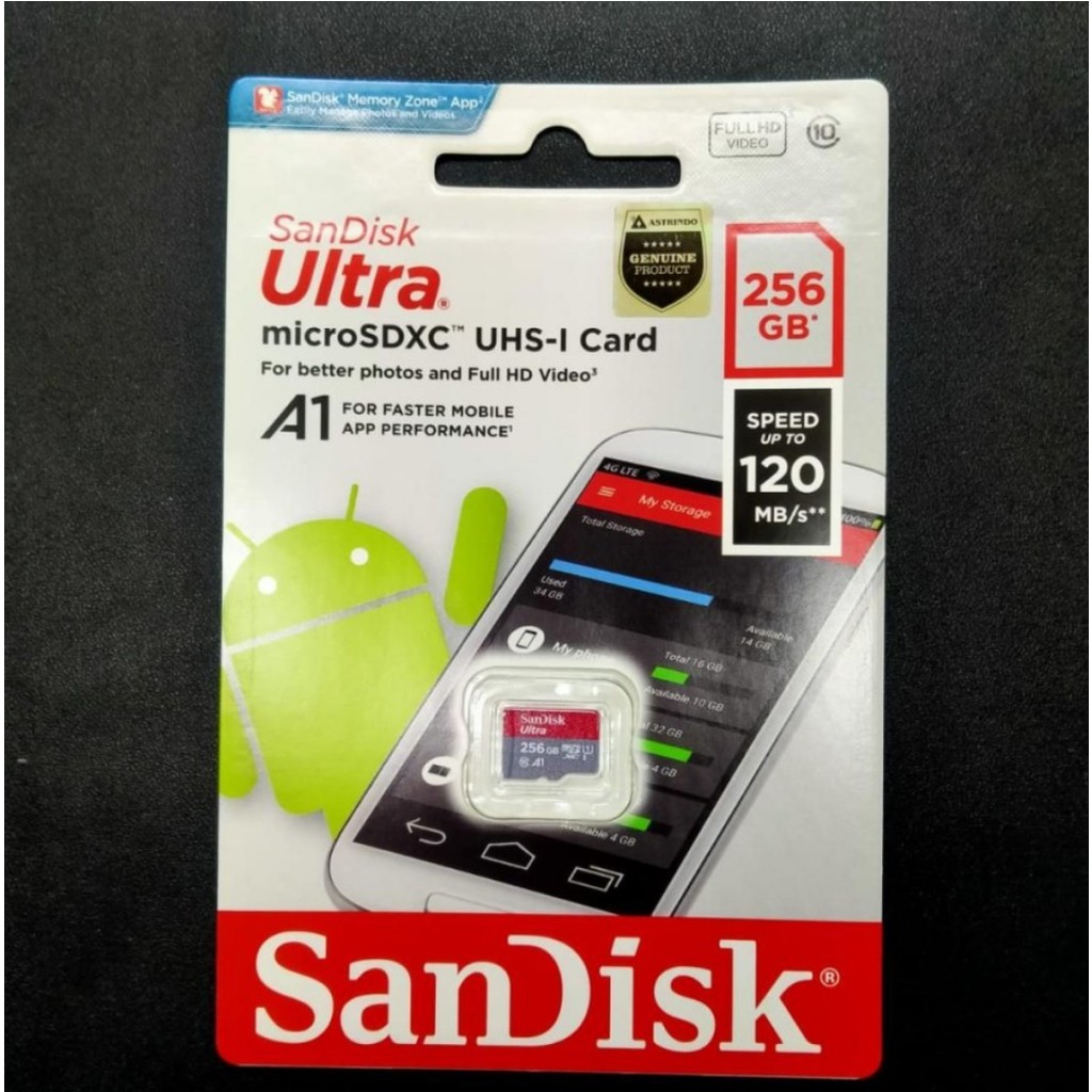 Sandisk Ultra A1 Microsd 120mb/s 32gb 64gb 128gb 256gb Resmi Astrindo