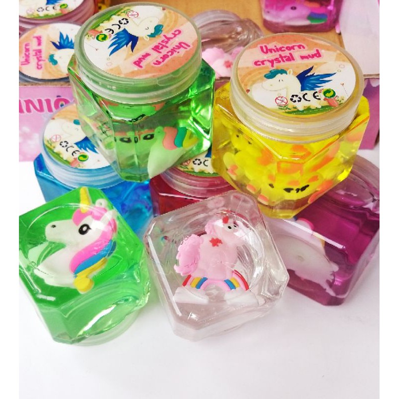Slime Clear Jelly Unicorn Kuda Poni Pot 7cm/ Crystal Mud Import/ Crystal Slime Bagus