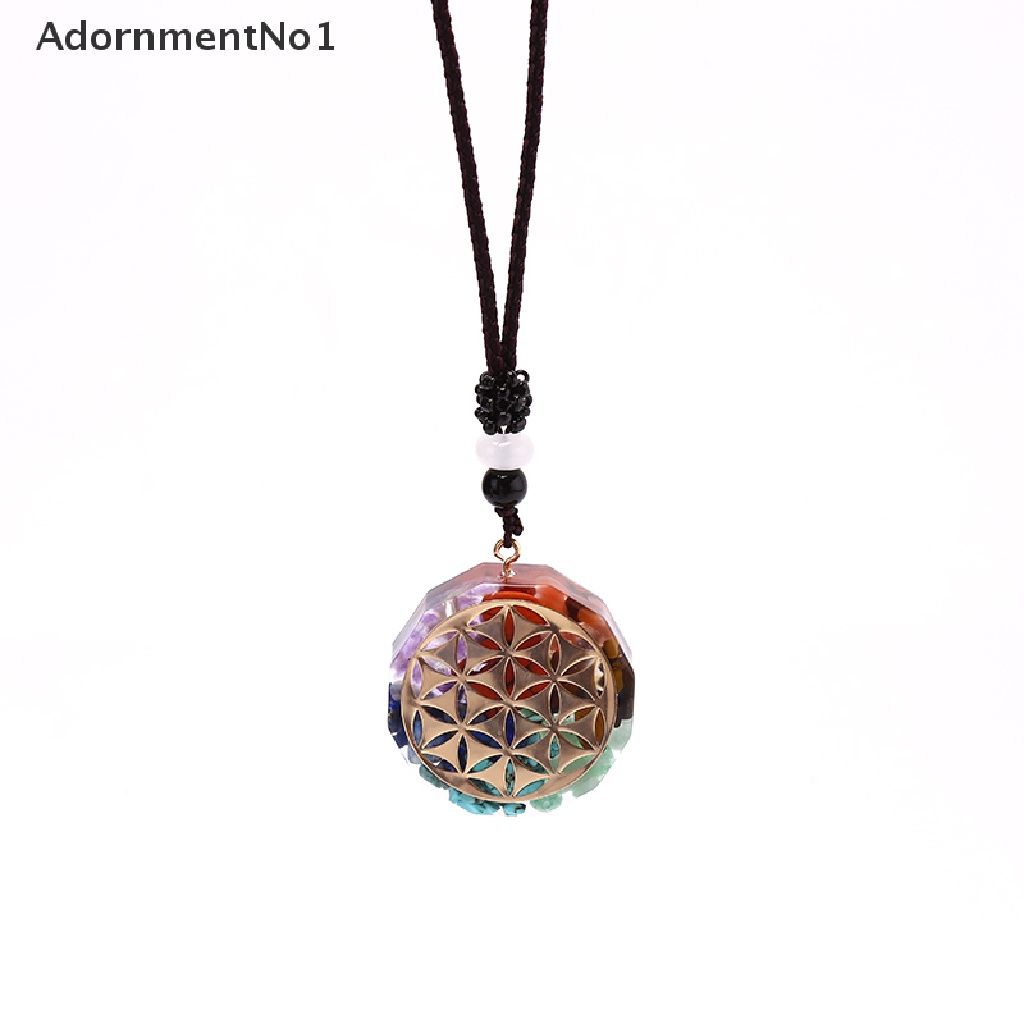 (AdornmentNo1) Orgonite Kalung Tali Dengan Liontin Batu Chakra Om Untuk Meditasi Energi / Penyembuhan Handmade