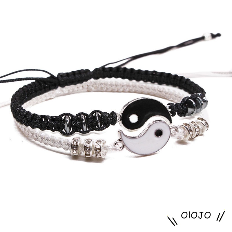 Couple Gelang Tali Handmade Bracelet Dapat ​Disesuaikan Desain Yin Yang Tai Chi Trigram Untuk Pasangan - ol