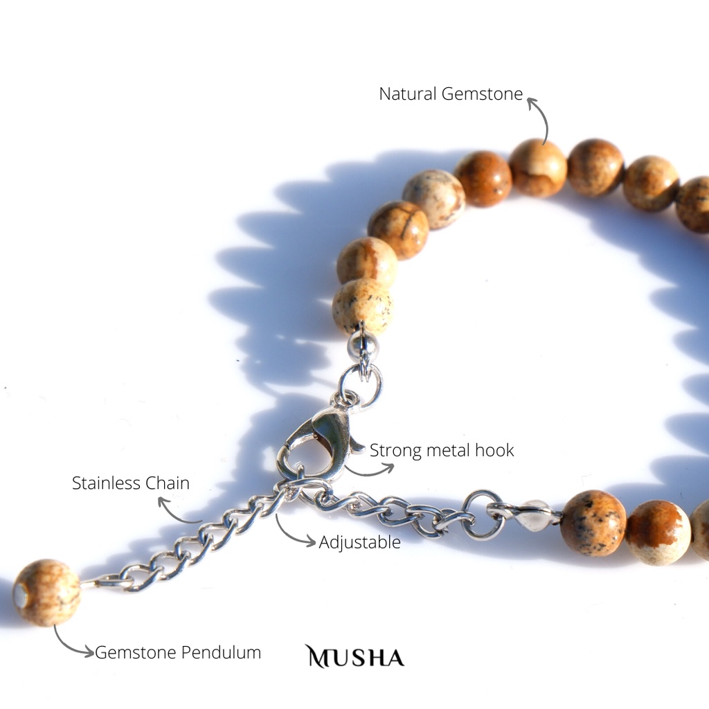 Musha Natural Stone Bracelet - Chain &amp; Hook | Gelang Batu Gelang Wanita