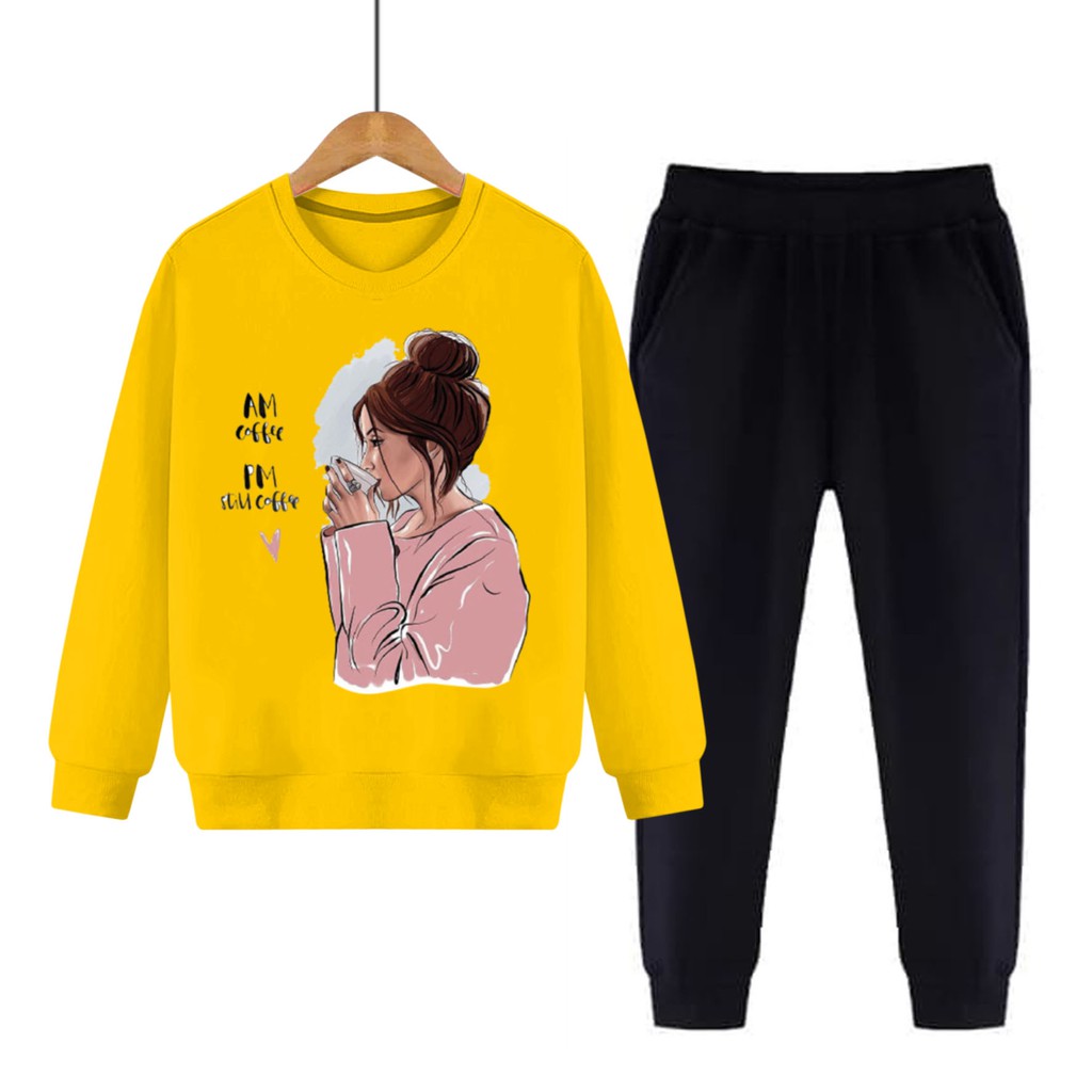 BESS - Setelan Set Jogger Wanita / Setelan Set COFFEE GIRL