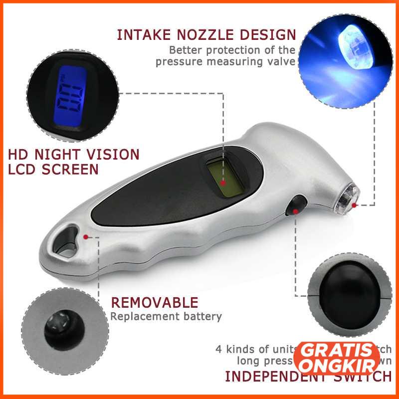 Pengukur Tekanan Ban Mobil Digital LCD Manometer