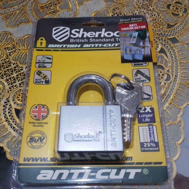 Sherlock Elliot Domestic Gembok Perisai Baja (53 Mm Pendek) Silver