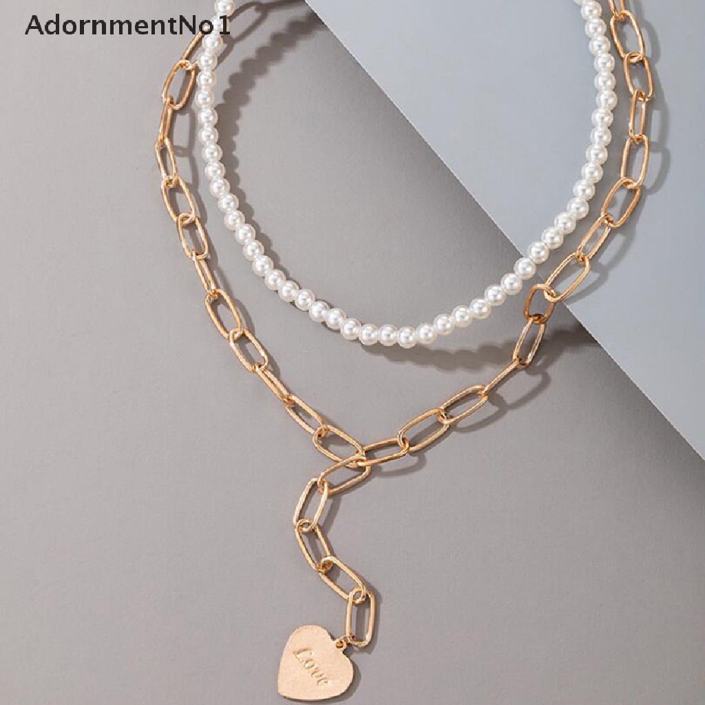 (AdornmentNo1) Kalung Choker Rantai Banyak Lapis Dengan Liontin Kupu-Kupu + Mutiara Imitasi Untuk Wanita